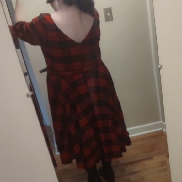 NWT Unique Vintage 4x Red and black plaid dress - Picture 2 of 7
